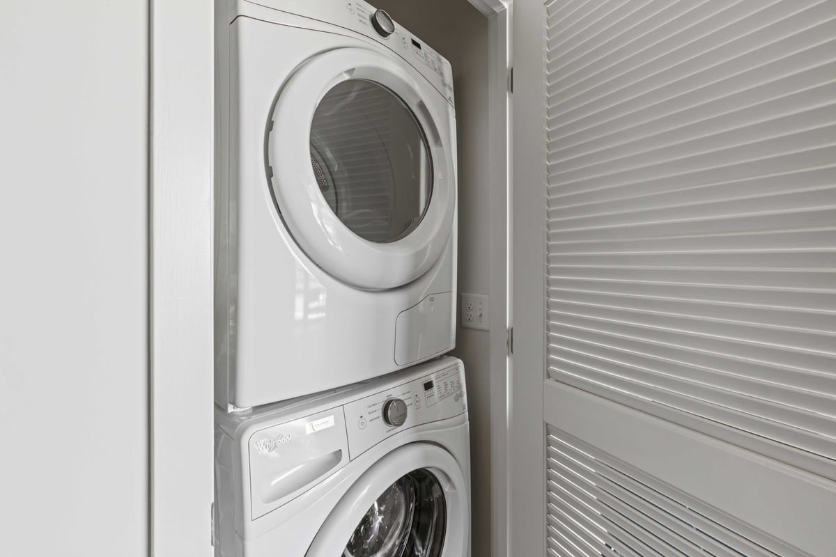 hotel suite with in-unit laundry
